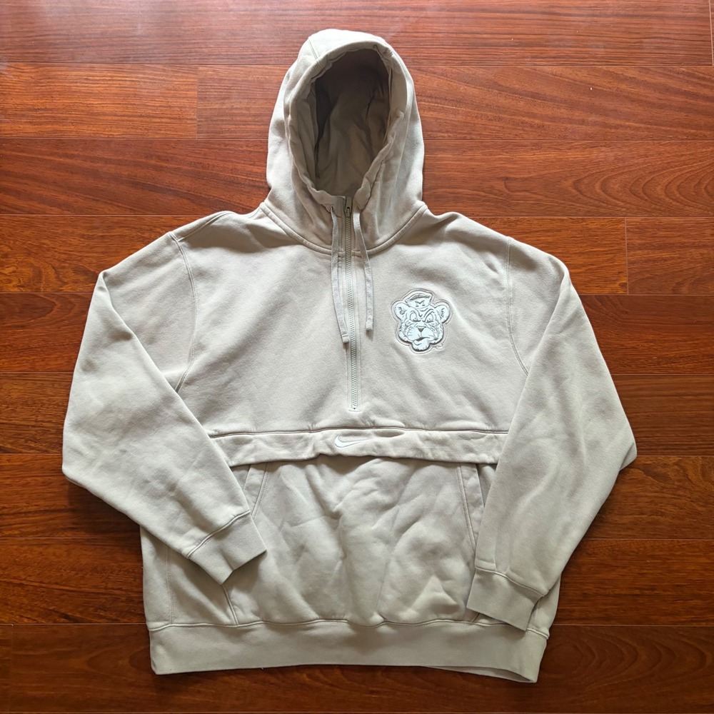 Vintage Nike Michigan Wolverines Anorak 1/4 Zip Hoodie Mens XXL Cream Logo NCAA